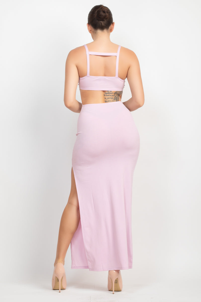 Cutouts Side Slit Maxi Dress-57485b.S-Select Size: S, M, L-Love It Clothing