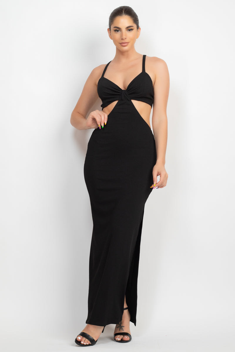 Cutouts Side Slit Maxi Dress-57485.M-Select Size: M-Love It Clothing