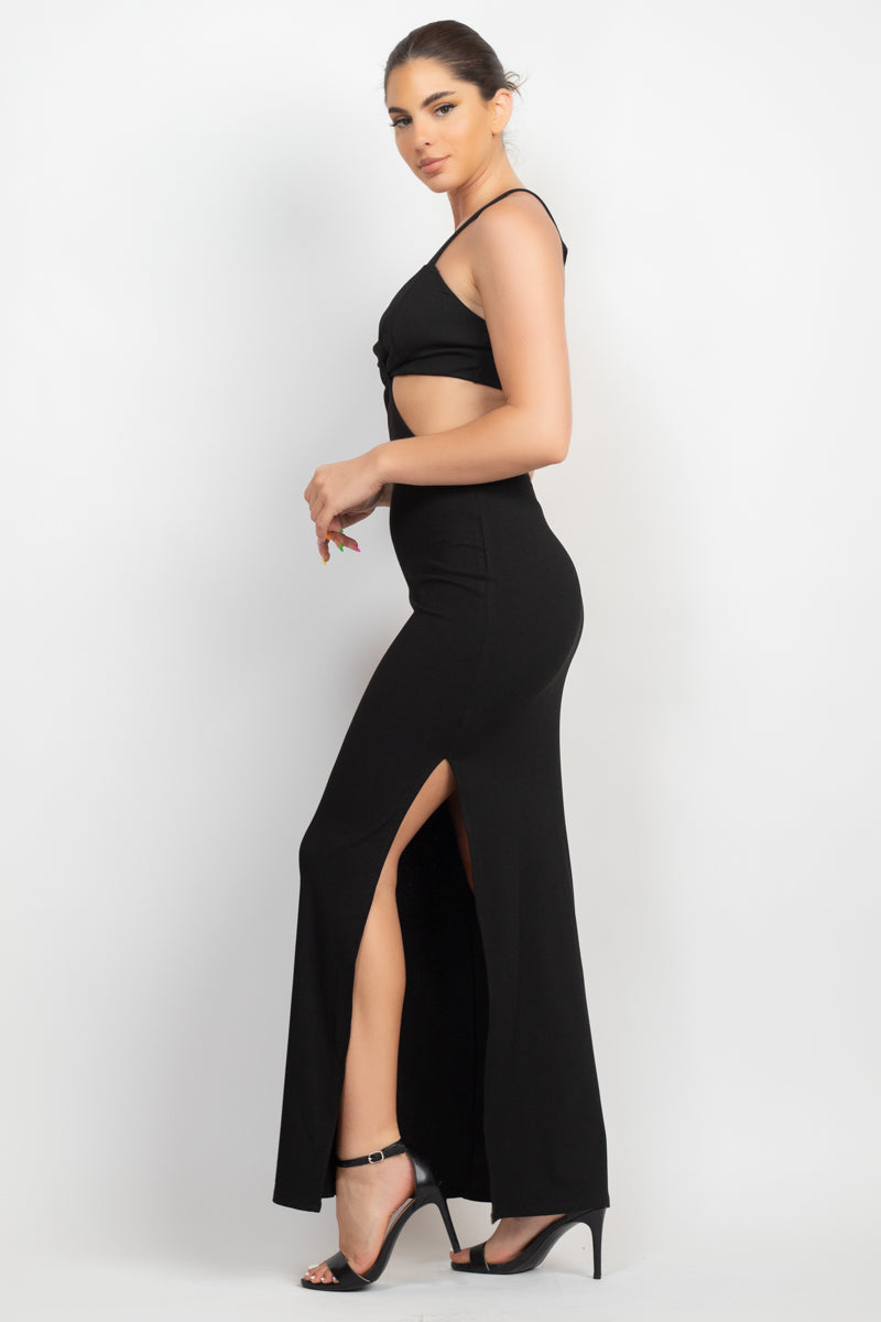 Cutouts Side Slit Maxi Dress-57485b.S-Select Size: S, M, L-Love It Clothing