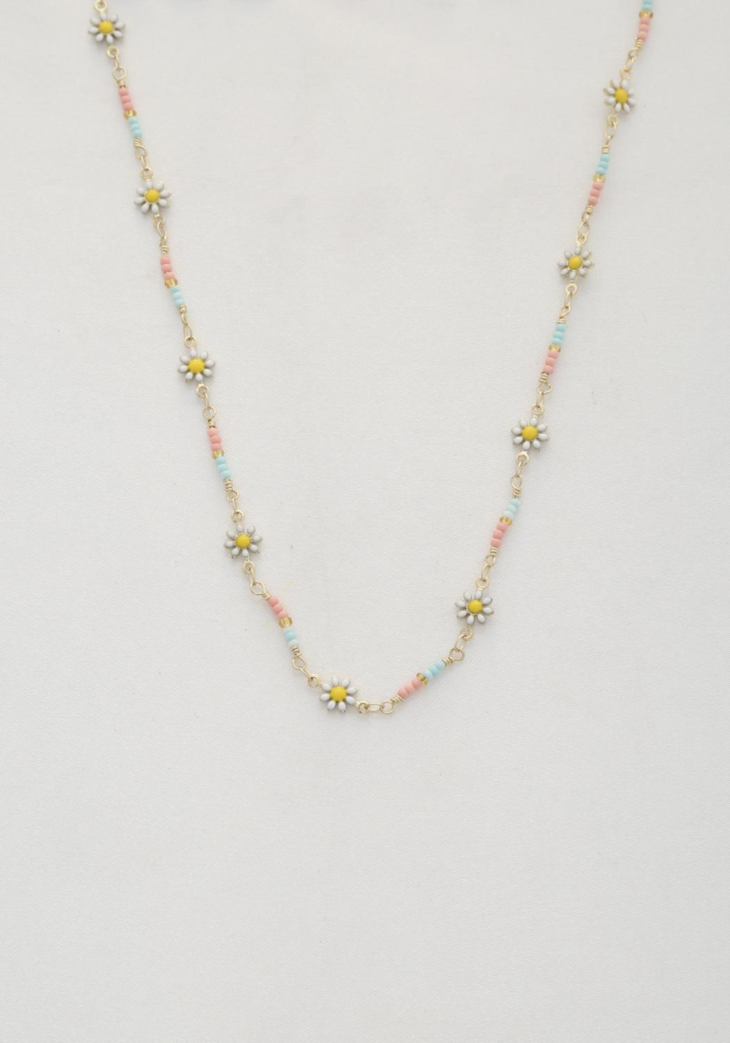 Flower Beaded Necklace-57491.GD--Love It Clothing