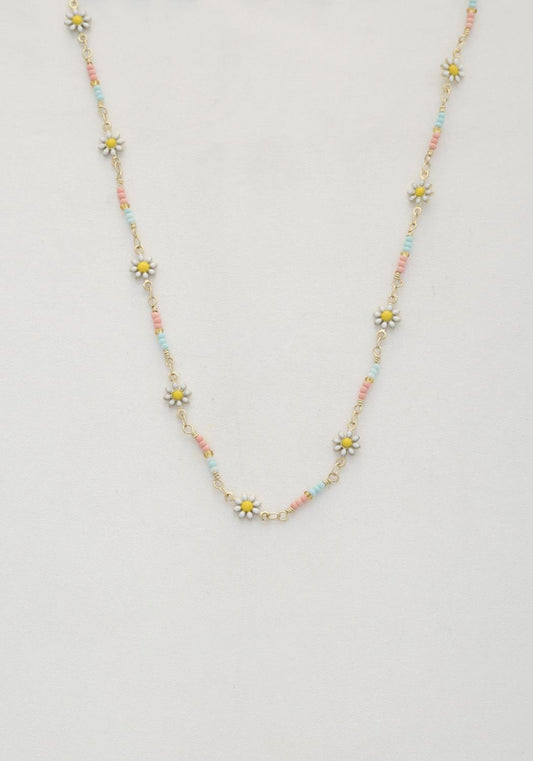 Flower Beaded Necklace-57491.GD--Love It Clothing