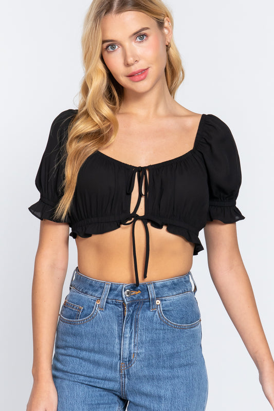 Short Slv Print Crop Woven Top-57557c.S-Select Size: S-Love It Clothing