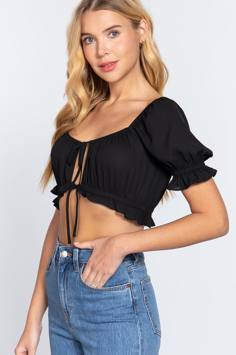 Short Slv Print Crop Woven Top-57557c.S-Select Size: S, M, L-Love It Clothing