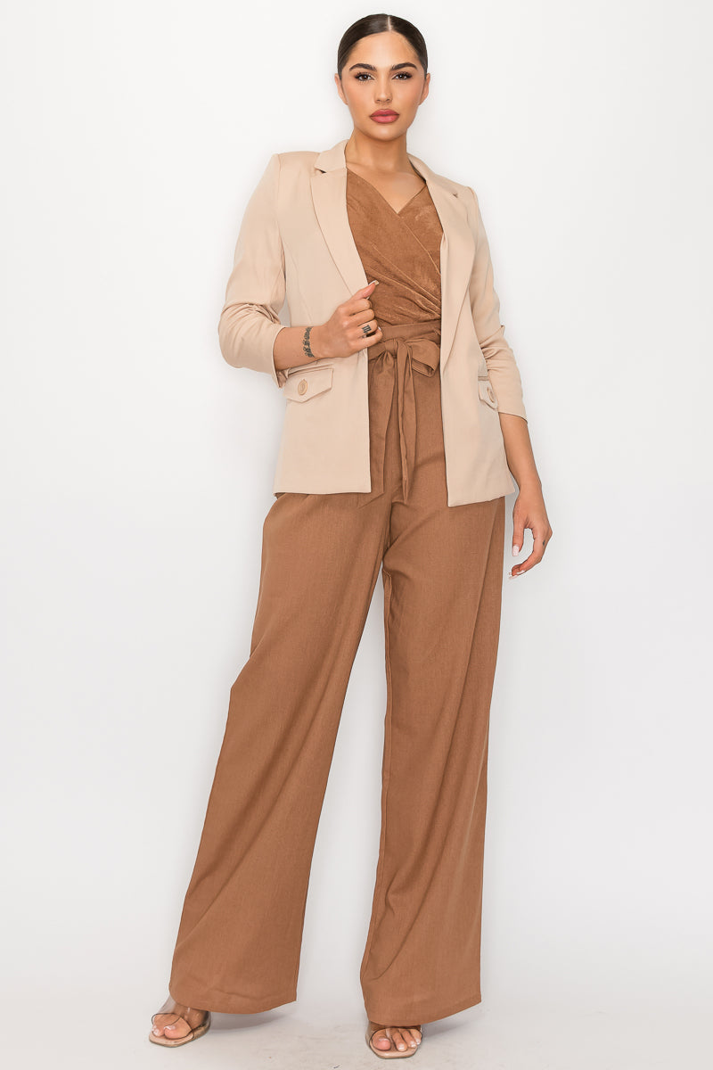 Ruched Sleeves Solid Blazer-57563a.S-Select Size: S, M, L-Love It Clothing