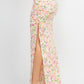 Front Knot Floral Top & Ruched Maxi Skirts Set - Love It Clothing