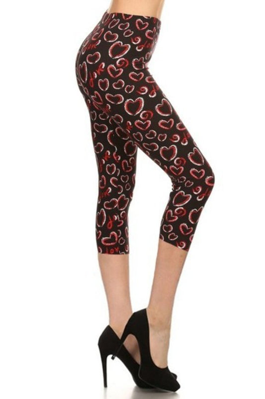 Multi-color Print, Cropped Capri Leggings In A Fitted Style With A Banded High Waist-57587.Multi--Love It Clothing