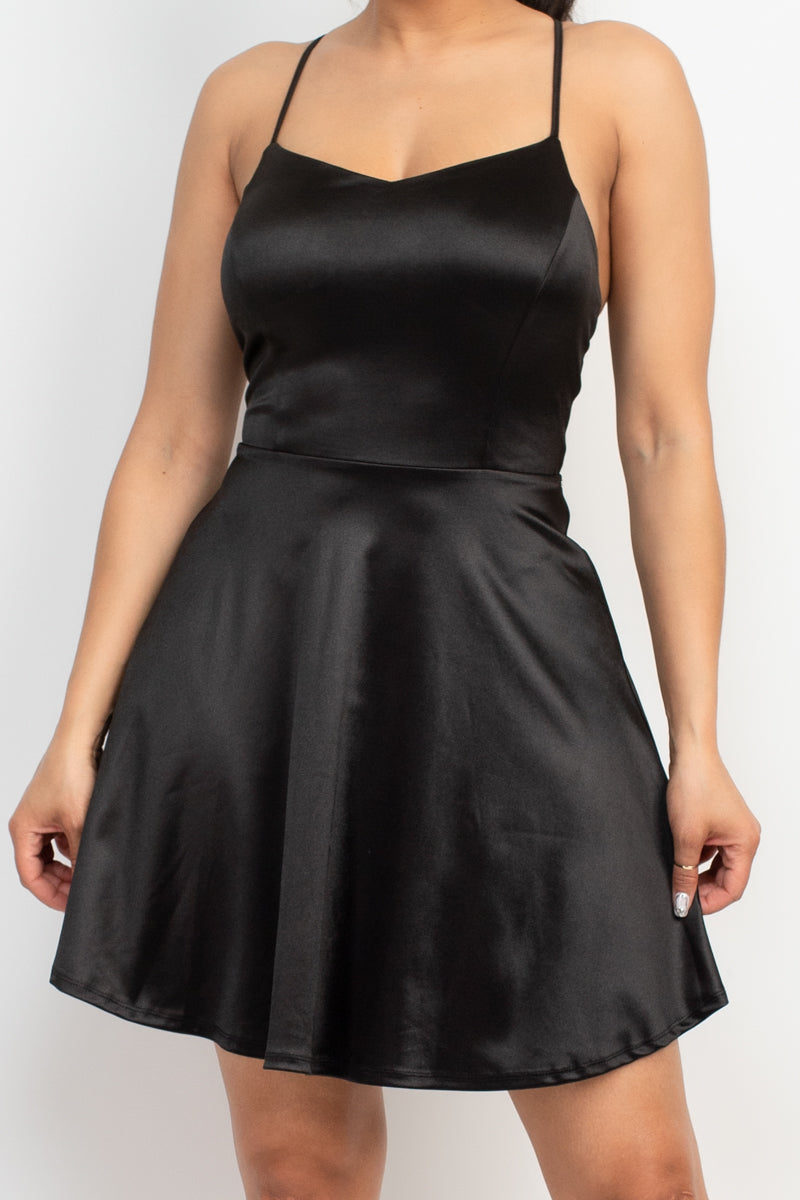 Crisscross A-line Cinched Skater Dress-57712.S-Select Size: S, M, L-Love It Clothing