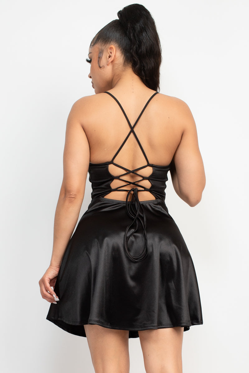 Crisscross A-line Cinched Skater Dress - Love It Clothing