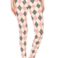 5-inch Long Yoga Style Banded Lined Argyle Printed Knit Legging With High Waist - Love It Clothing