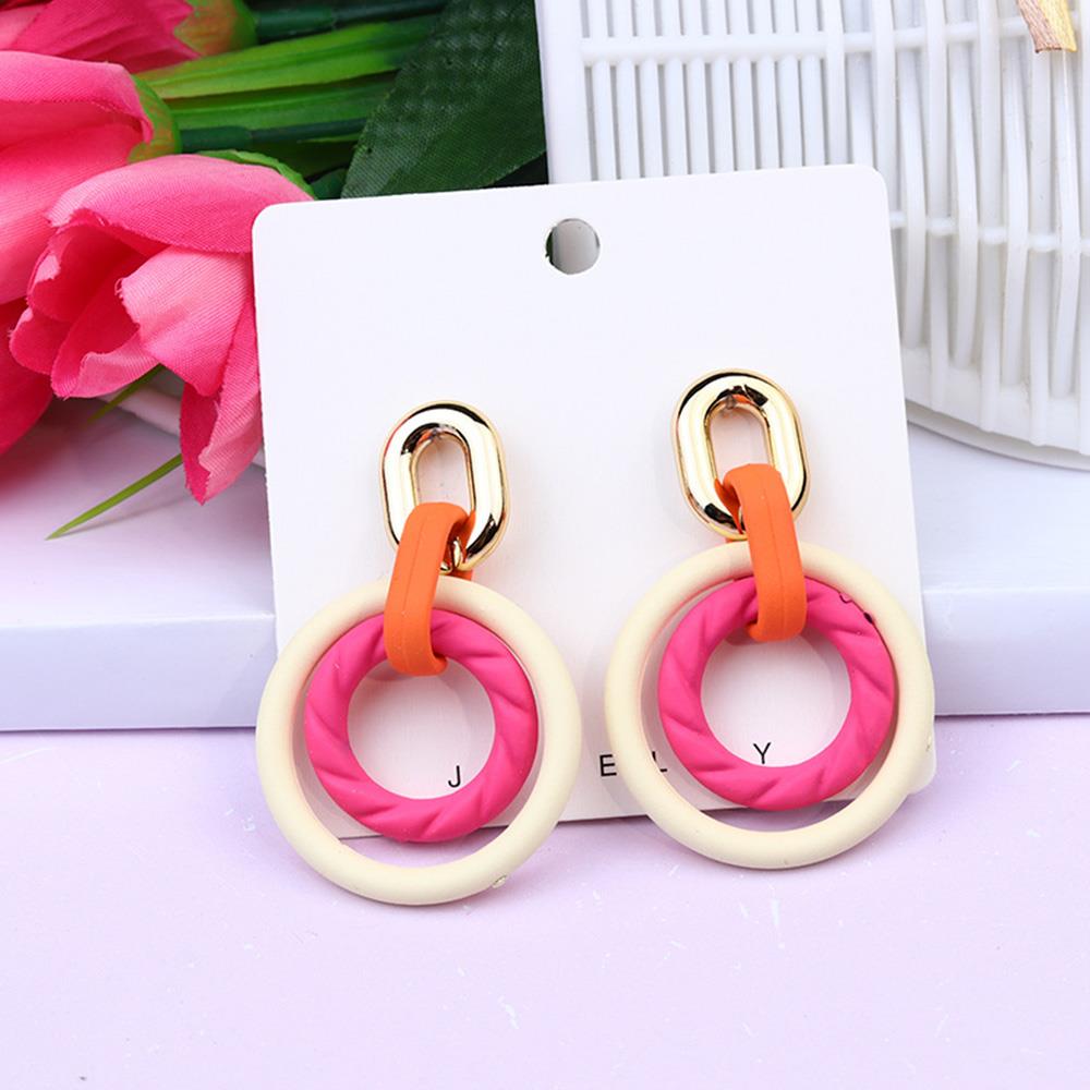 Smooth Texture Round Dangle Earring-57802.GWT--Love It Clothing