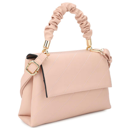 Fashion Smooth Pattern Wrinkle Handle Crossbody Bag-57816.Pink--Love It Clothing