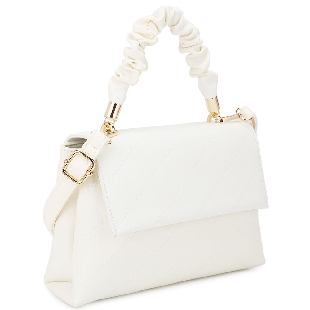 Fashion Smooth Pattern Wrinkle Handle Crossbody Bag-57816.White--Love It Clothing