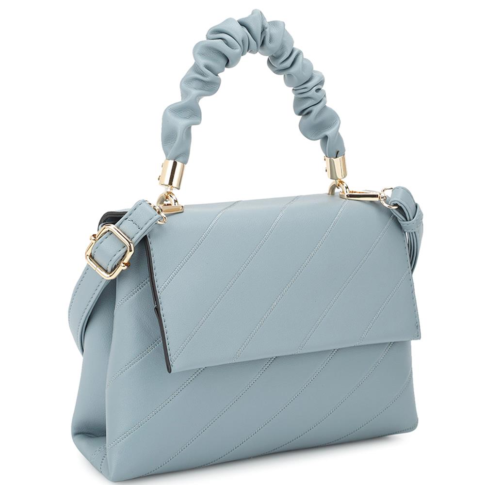 Fashion Smooth Pattern Wrinkle Handle Crossbody Bag-57816.Blue--Love It Clothing