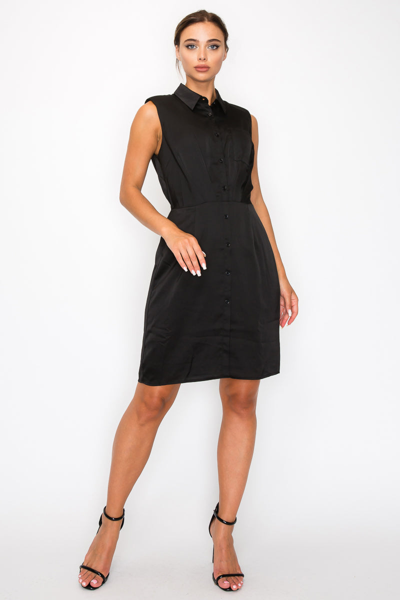 Button-down Pleated Shirt Dress - Love It Clothing