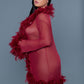 Knee Length Feather Robe With Ribbon Ties - Love It Clothing
