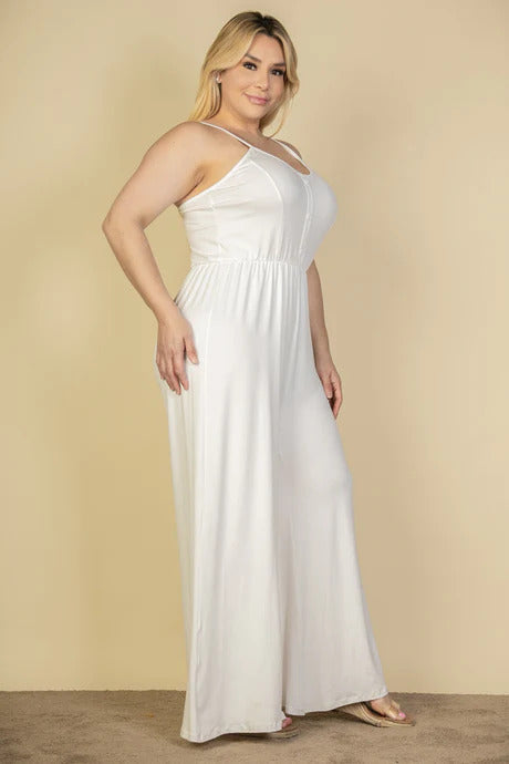 Plus Size Button Front Wide Leg Jumpsuit-57918b.2XL-Select Size: 2XL-Love It Clothing