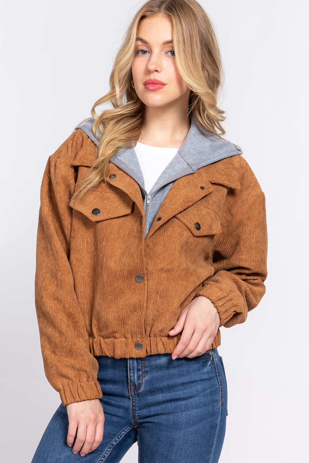 Long Slv Hoodie Corduroy Jacket-57934.S-Select Size: S-Love It Clothing