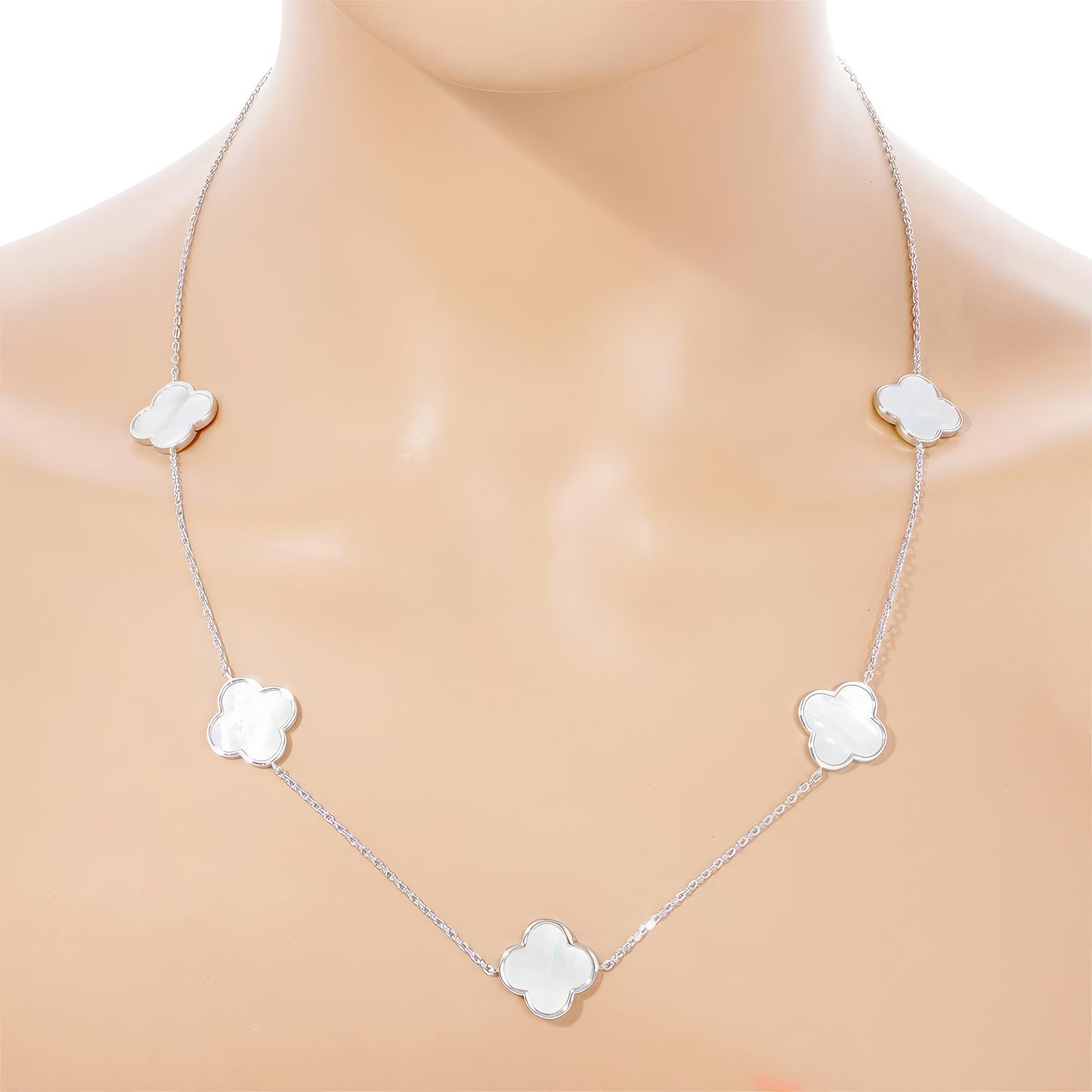 Clover Charm Station Necklace-57940.GBW--Love It Clothing