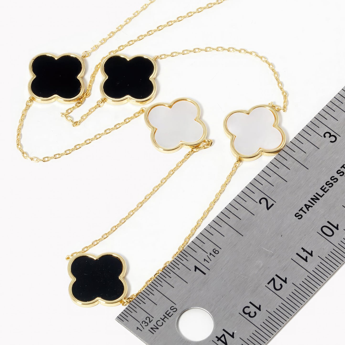 Clover Charm Station Necklace-57940.GBW--Love It Clothing