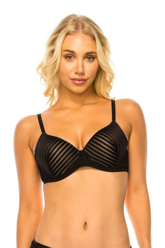 Stripe Lace Bra-57963a.32B-Select Size: 32B, 34B, 36B, 38B, 34C, 36C, 38C, 40C-Love It Clothing