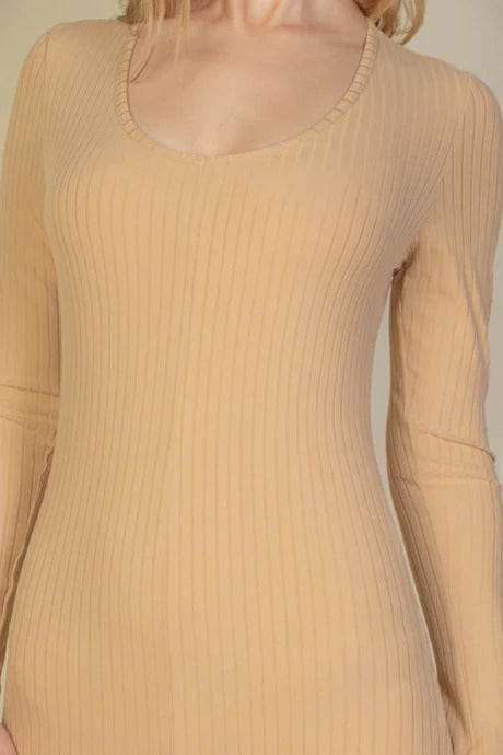 Ribbed Scoop Neck Long Sleeve Jumpsuit-58015a.S-Select Size: S, M, L-Love It Clothing