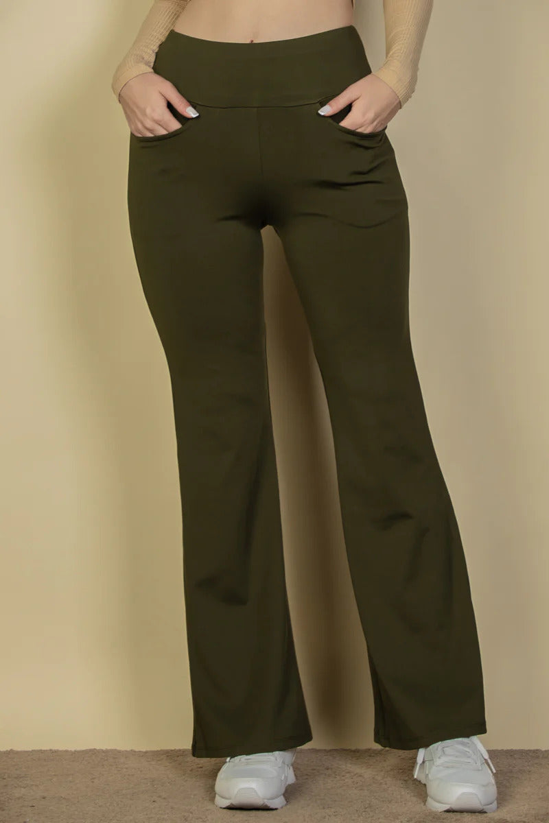 High Waisted Front Pocket Flare Pants-58017c.S-Select Size: S-Love It Clothing