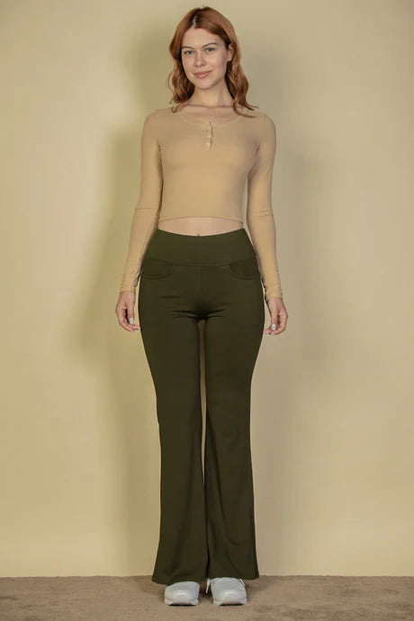 High Waisted Front Pocket Flare Pants-58017c.S-Select Size: S, M, L-Love It Clothing