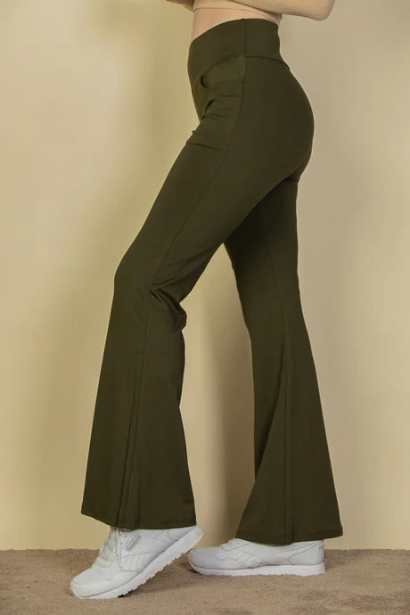 High Waisted Front Pocket Flare Pants-58017c.S-Select Size: S, M, L-Love It Clothing