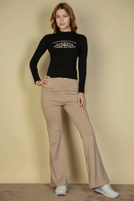 High Waisted Front Pocket Flare Pants-58017c.S-Select Size: S, M, L-Love It Clothing