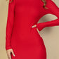 Ribbed Mock Neck Long Sleeve Bodycon Midi Dress - Love It Clothing
