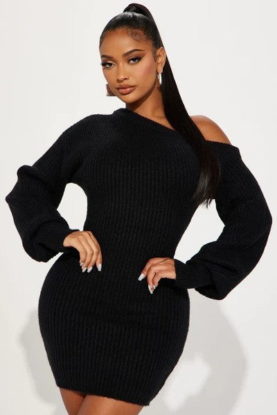 Sweater Knit Mini Dress - Love It Clothing