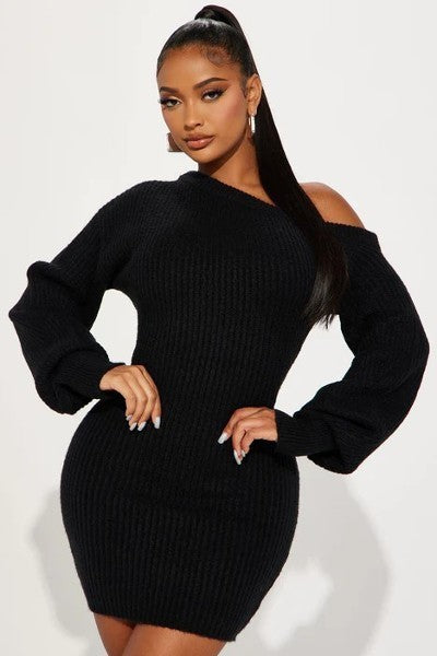 Sweater Knit Mini Dress-58093a.S--Love It Clothing