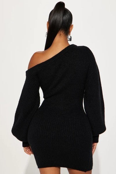 Sweater Knit Mini Dress-58093a.S--Love It Clothing