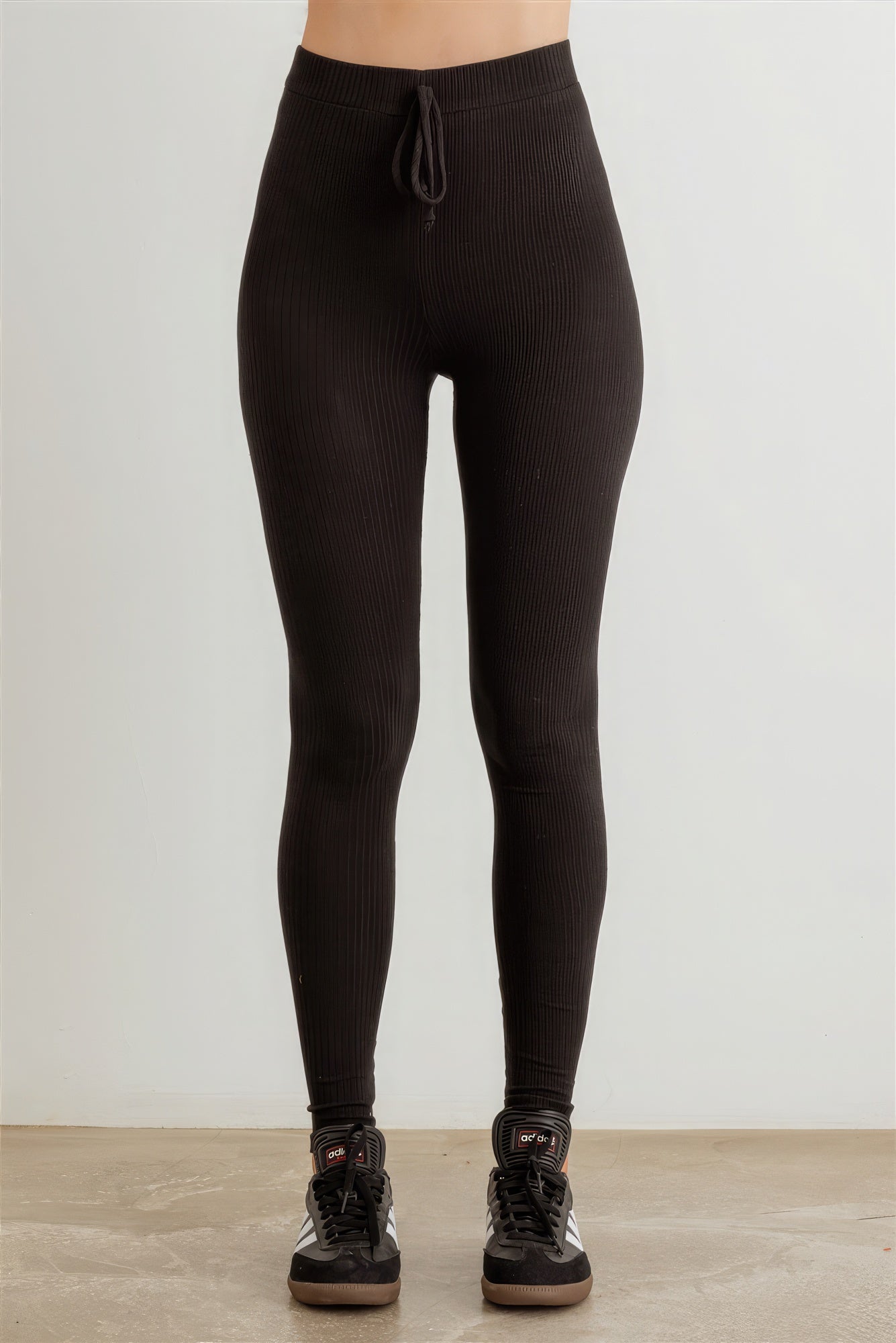 Ribbed High Waist Drawstring Leggings-58128.S--Love It Clothing