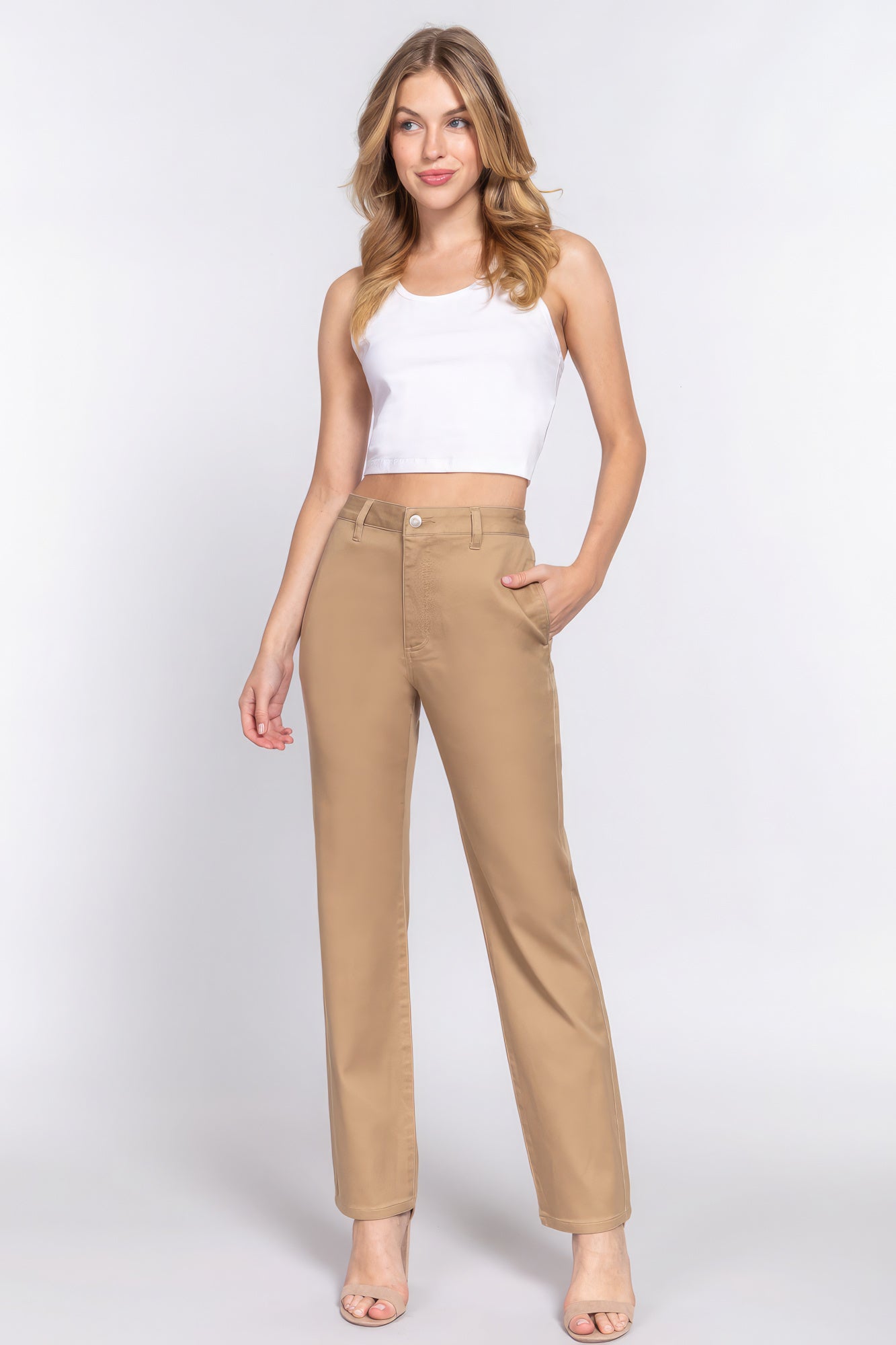 Straight Fit Twill Long Pants-58133a.S-Select Size: S, M, L-Love It Clothing