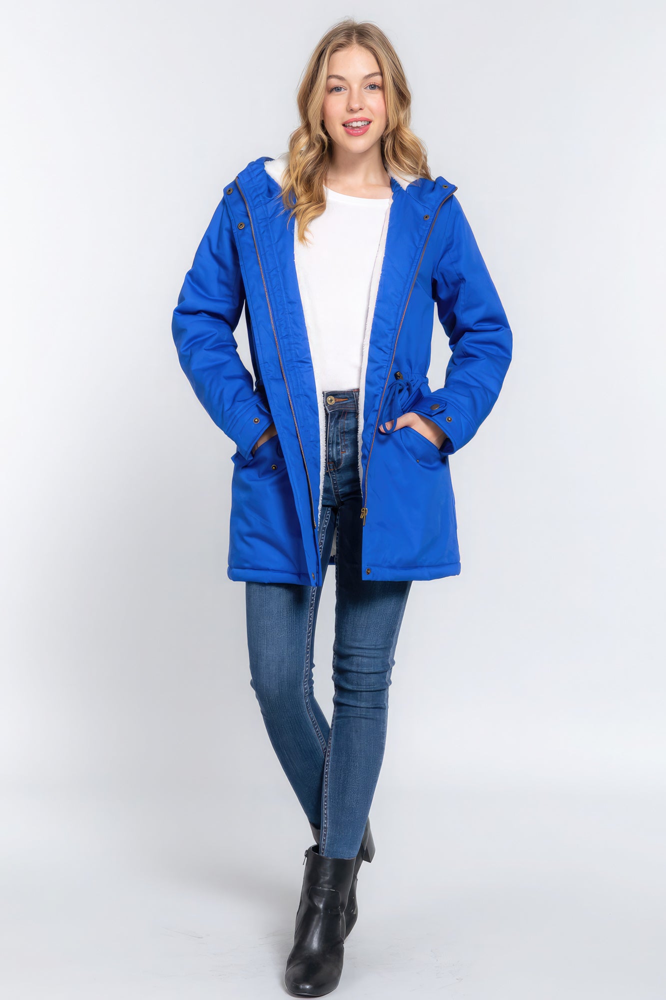 Fleece Lined Fur Hoodie Utility Jacket-58134.S-Select Size: S, M, L-Love It Clothing