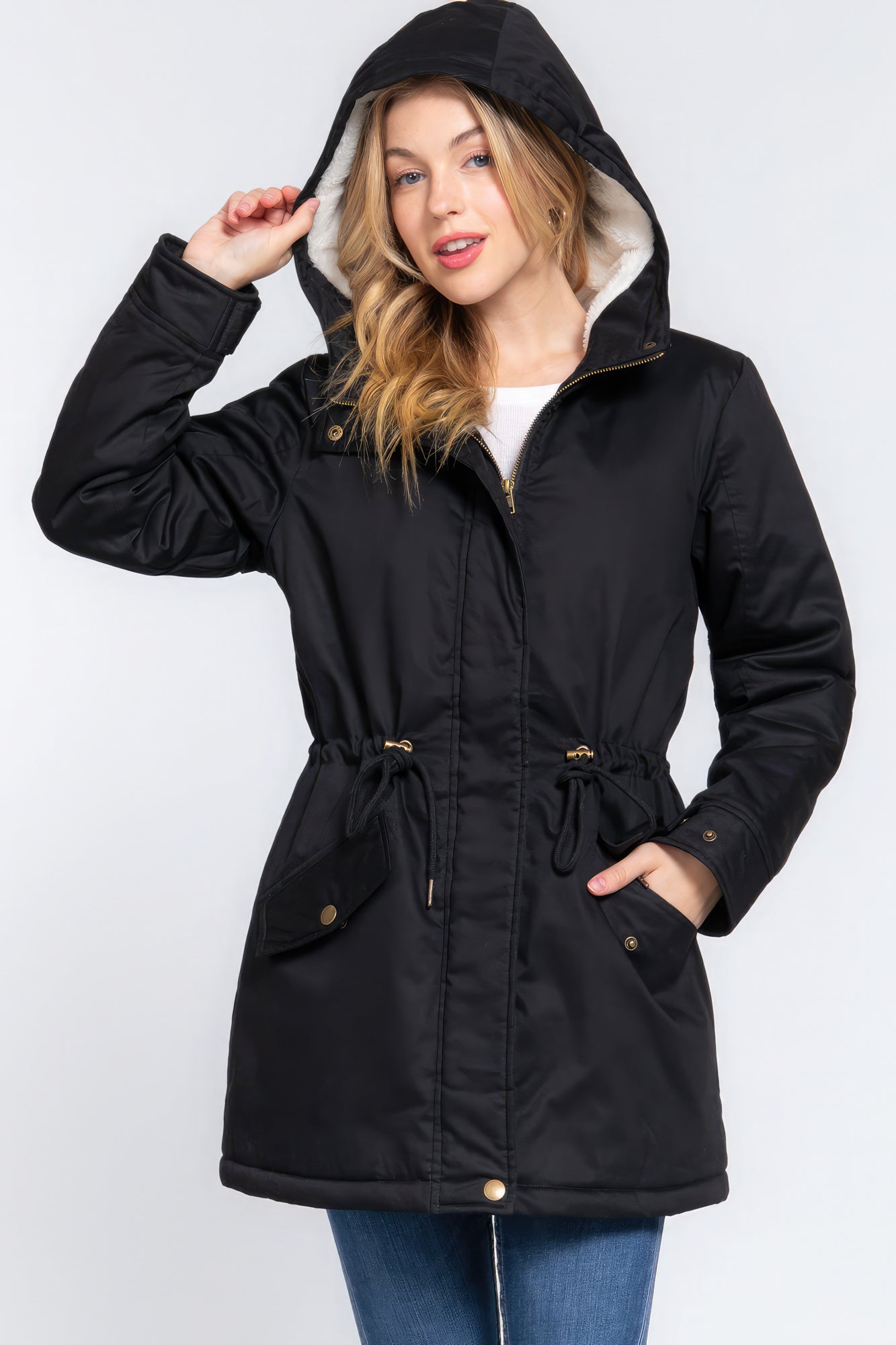 Fleece Lined Fur Hoodie Utility Jacket-58134.S-Select Size: S, M, L-Love It Clothing