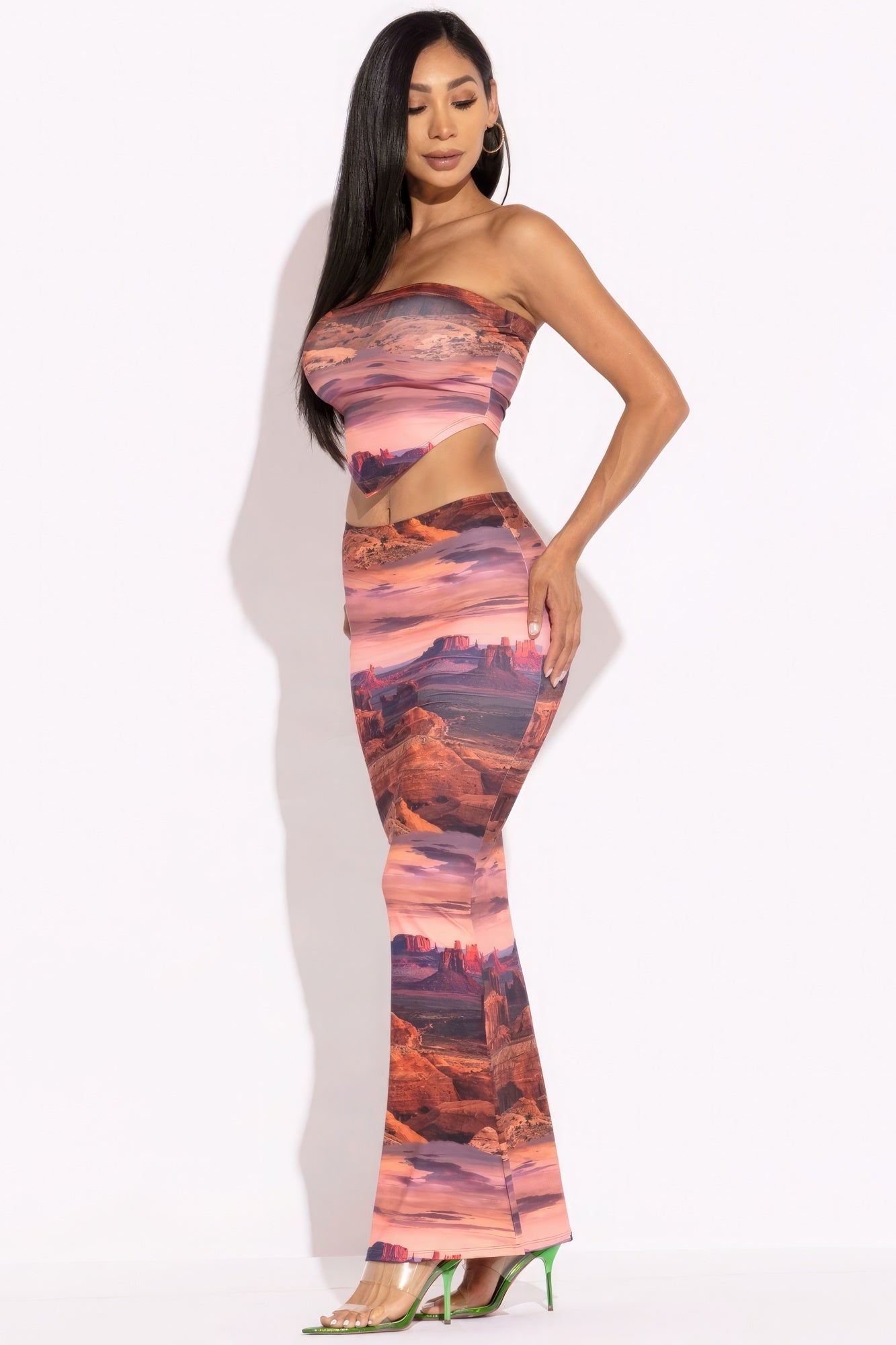 Printed Tube Top And Maxi Skirt-58200.S--Love It Clothing