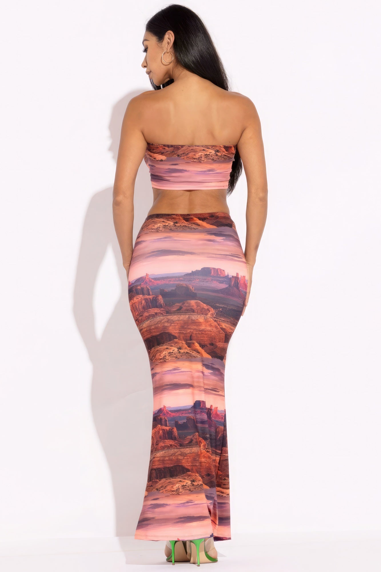 Printed Tube Top And Maxi Skirt-58200.S--Love It Clothing