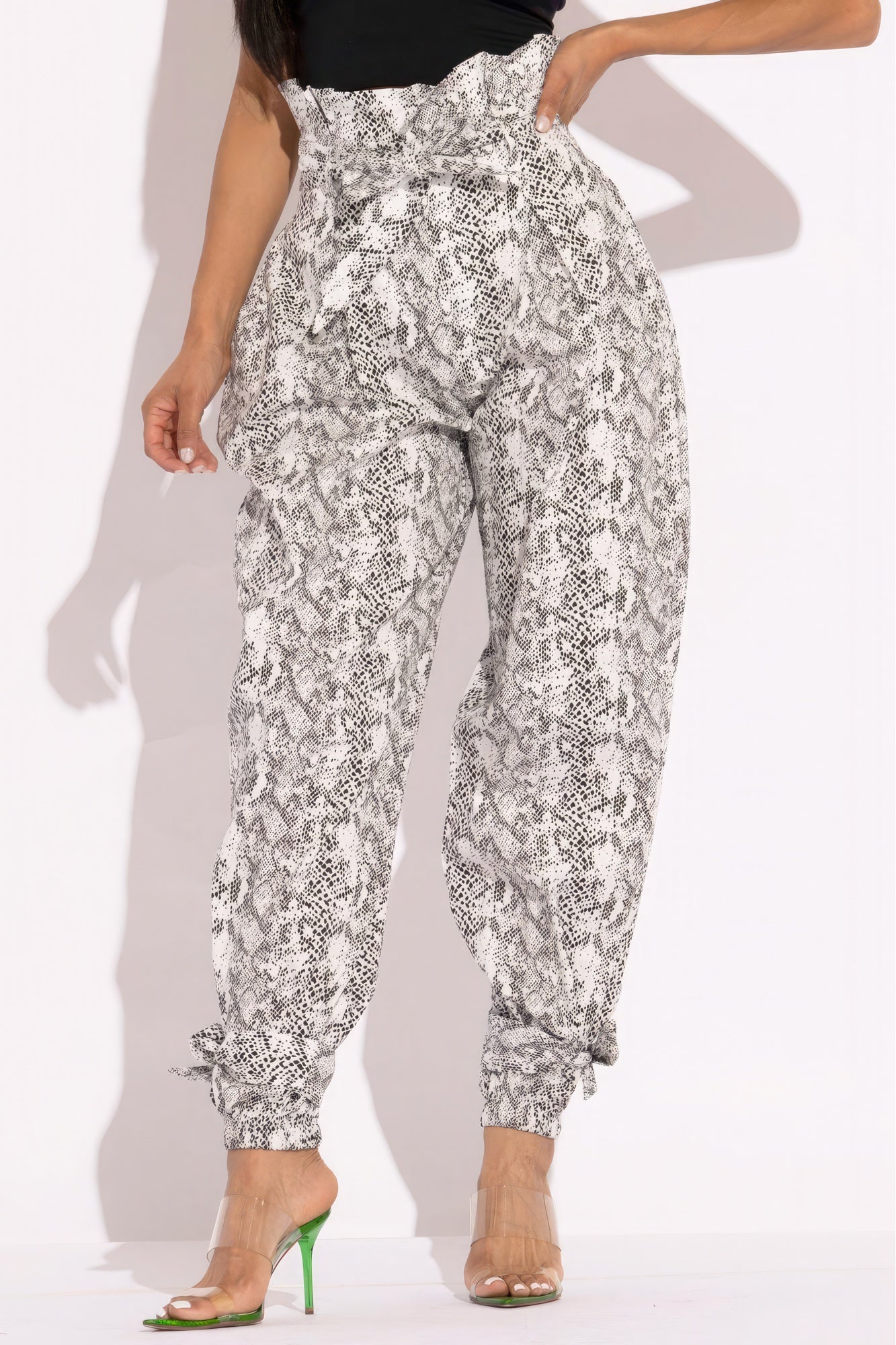 Snake Skin Printed Paper Bag Style Cargo Pants-58204.S--Love It Clothing