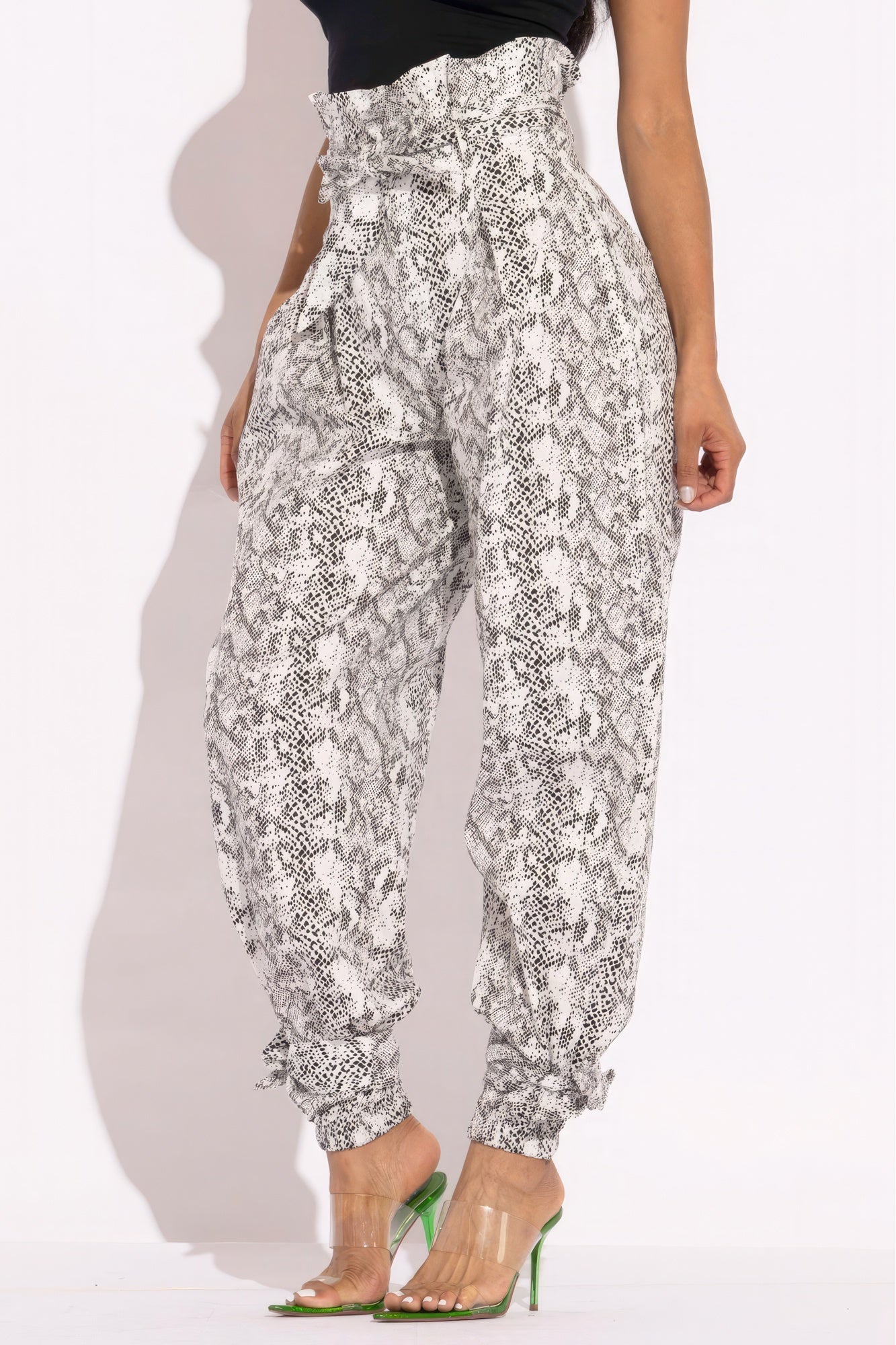 Snake Skin Printed Paper Bag Style Cargo Pants-58204.S--Love It Clothing