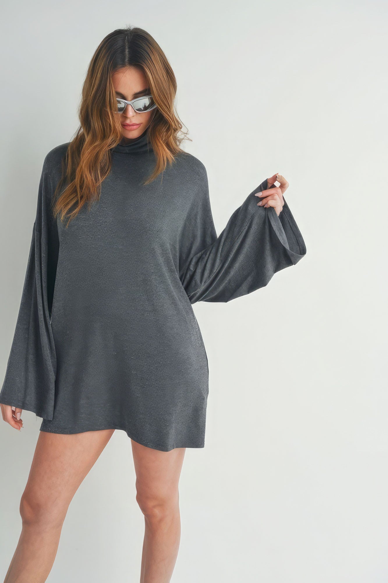 Bell Sleeve Turtle Neck Dress-58269.S--Love It Clothing