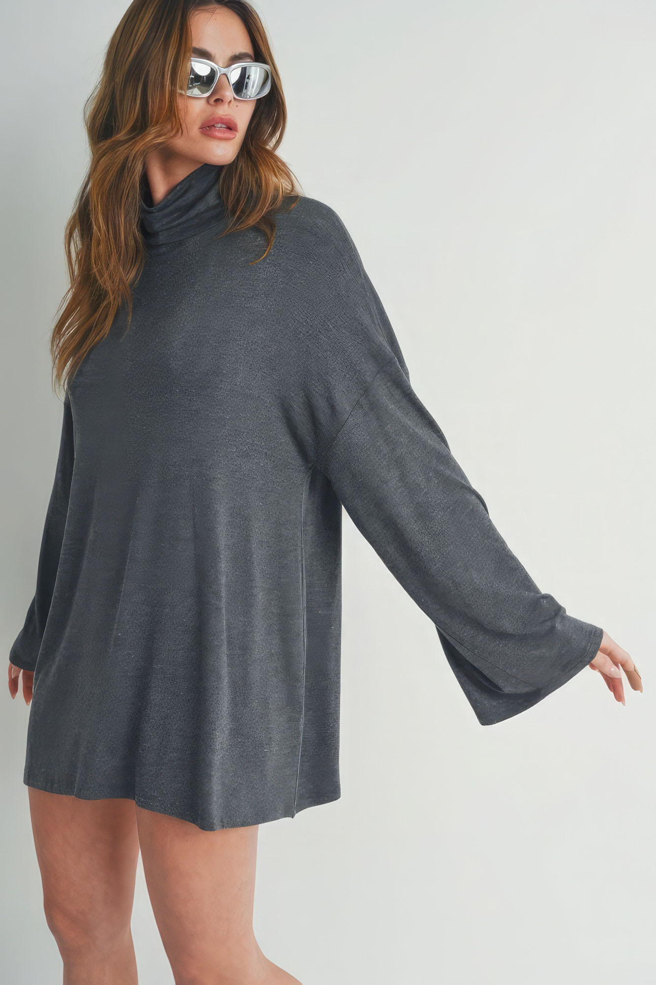 Bell Sleeve Turtle Neck Dress-58269.S--Love It Clothing