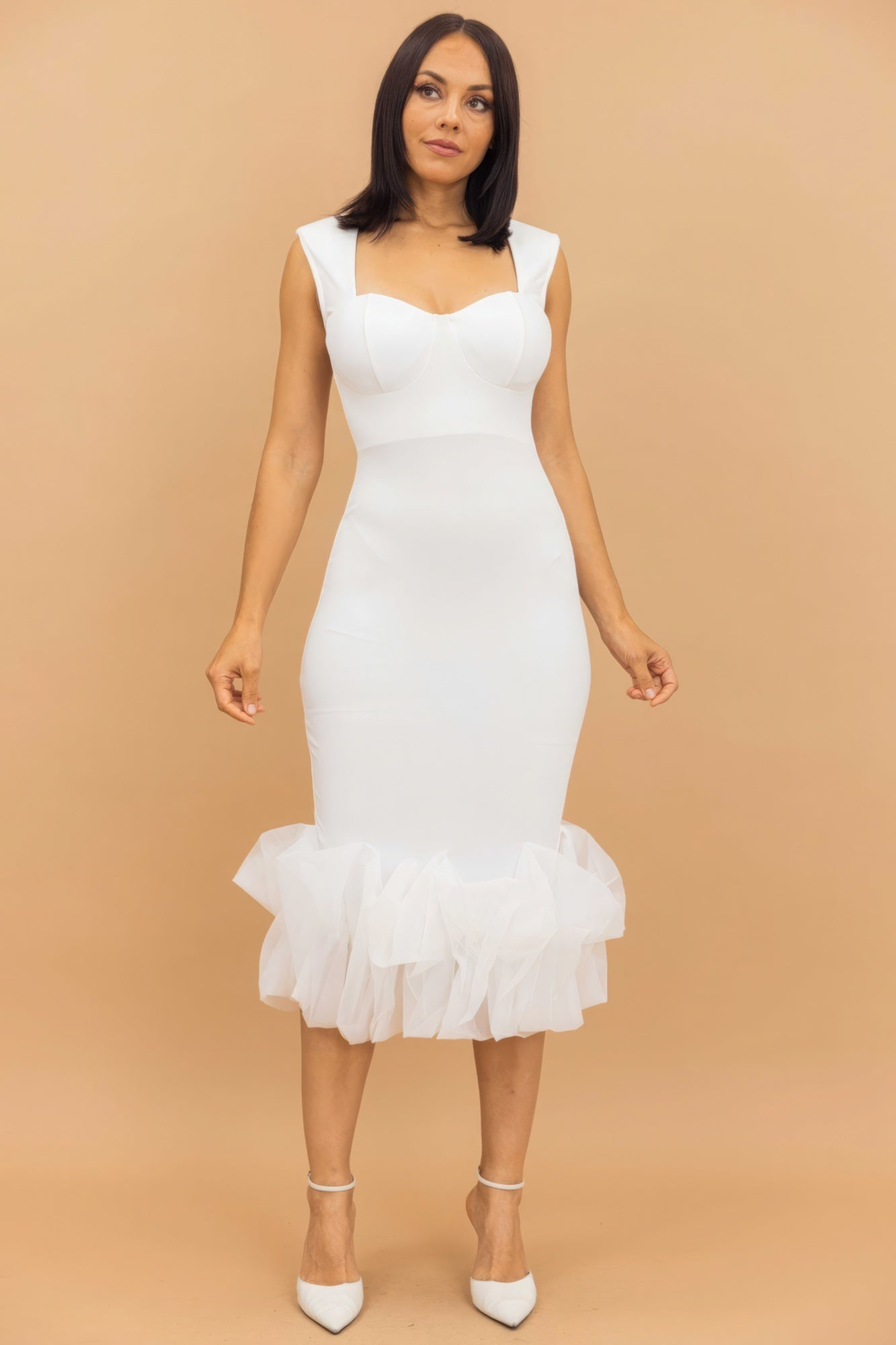 Organza Ruffle Detailed Fashion Dress-58276c.S-Select Size: S, M, L-Love It Clothing