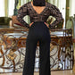 Checker Print Sequin Fashion Jumpsuit
