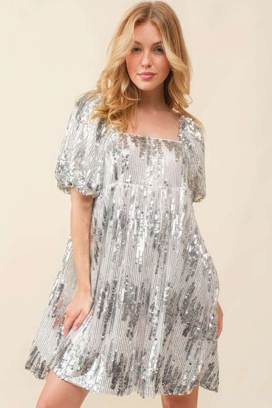 Sequin Babydoll Mini Dress-58281.S--Love It Clothing