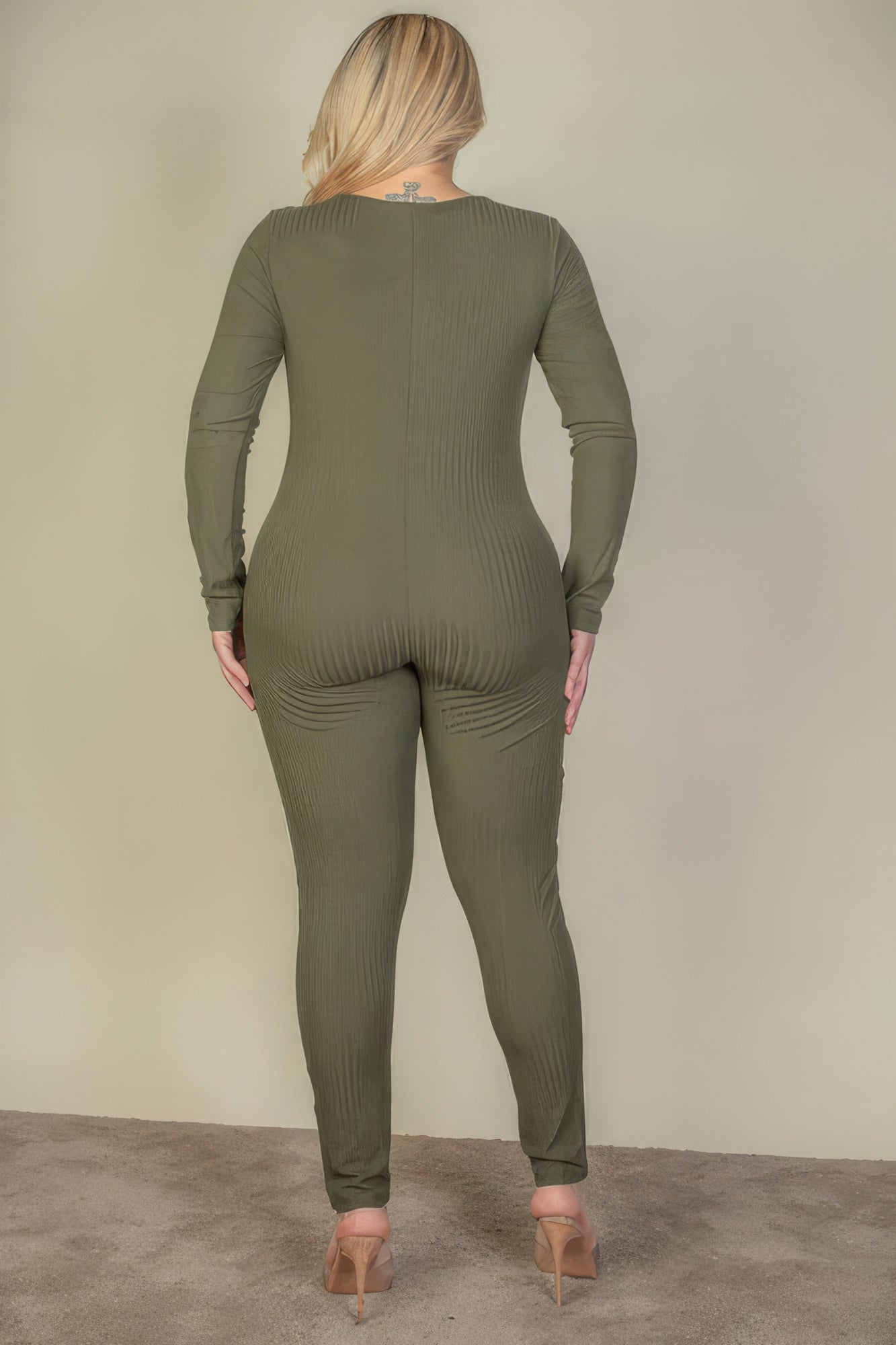 Plus Size Ribbed Scoop Neck Long Sleeve Jumpsuit-58288.1XL-Select Size: 1XL, 2XL, 3XL-Love It Clothing