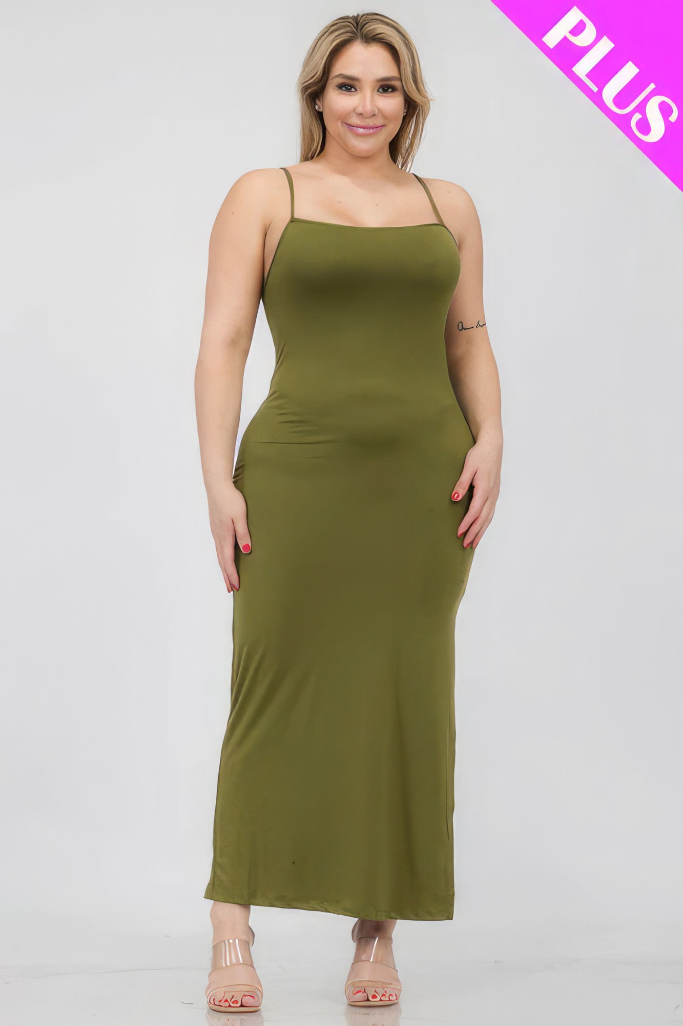 Plus Size Crisscross Back Split Thigh Maxi Dress-58289b.1XL-Select Size: 1XL, 2XL, 3XL-Love It Clothing