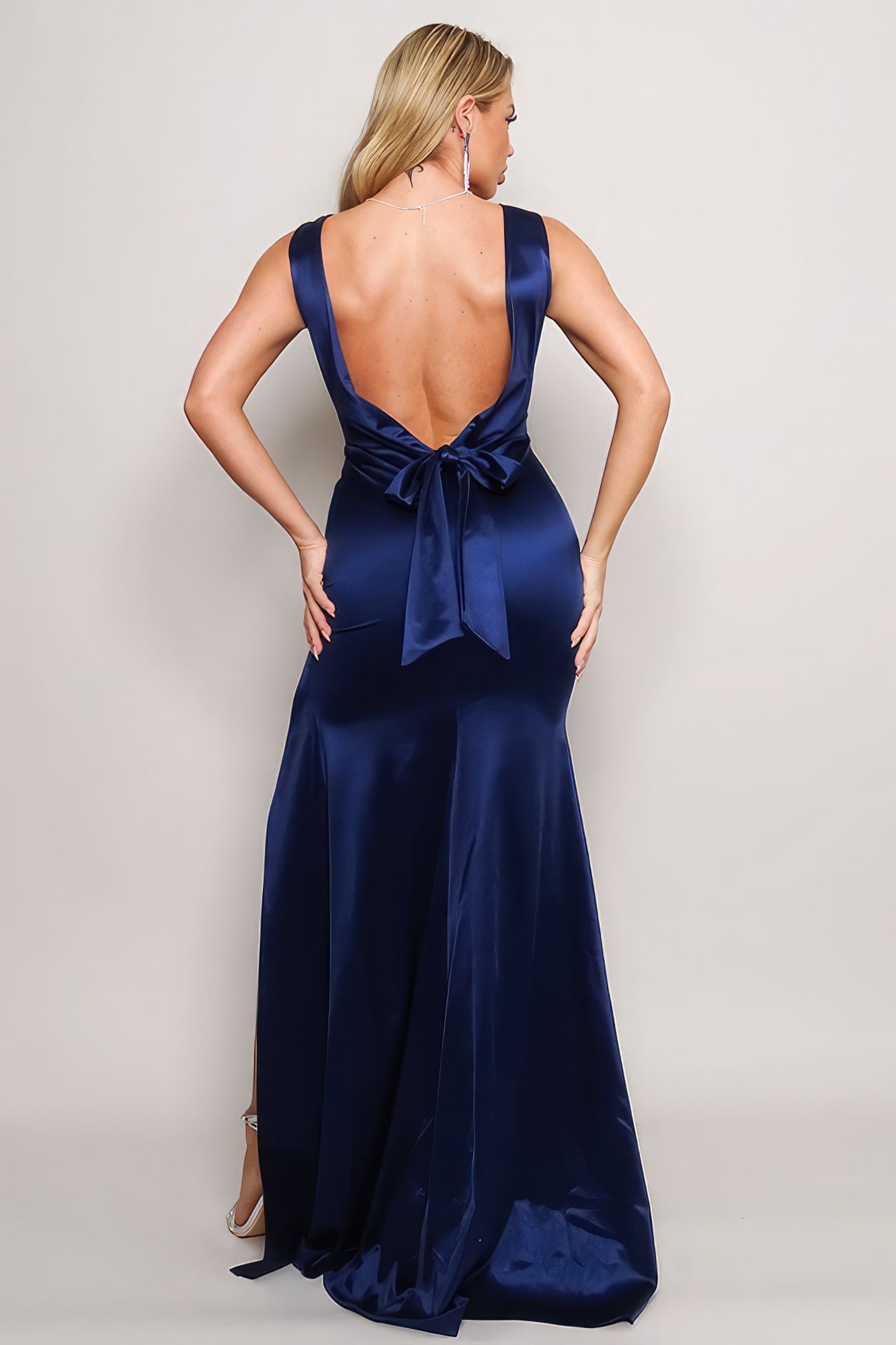 Sleeveless Deep V Low Back Bow Maxi Dress-58332b.S-Select Size: S, M, L-Love It Clothing