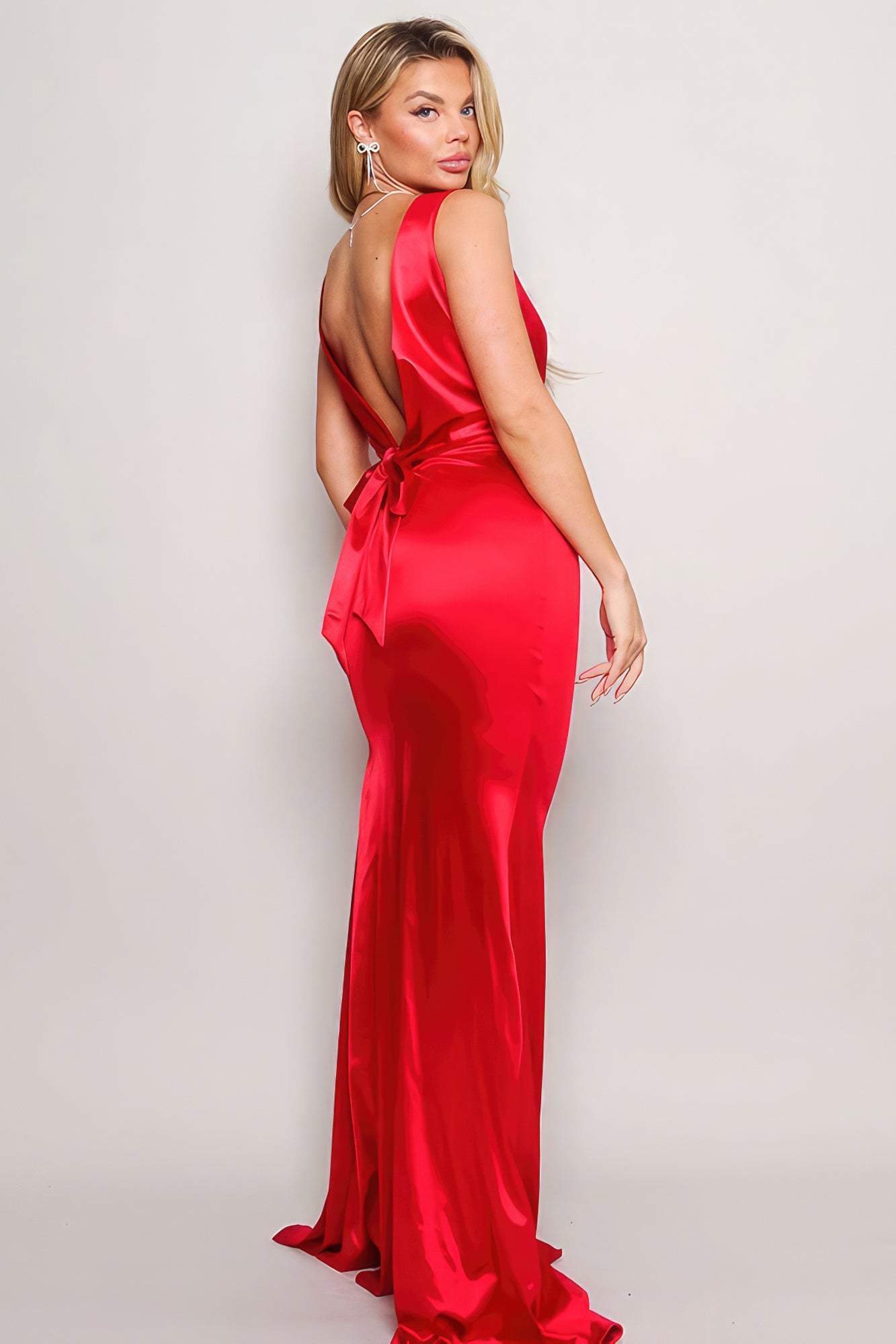 Sleeveless Deep V Low Back Bow Maxi Dress-58332b.S-Select Size: S, M, L-Love It Clothing